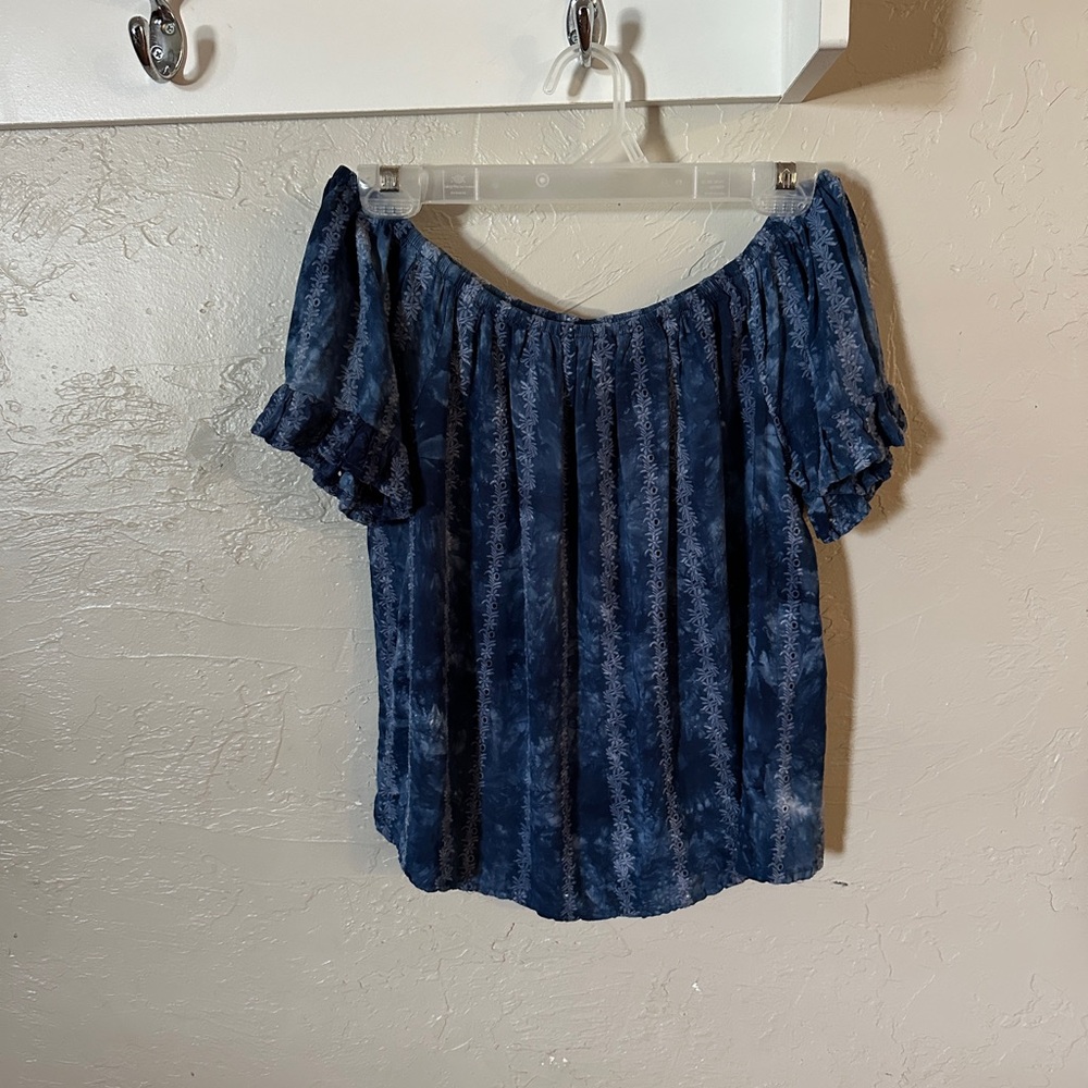 Blue Floral Off-Shoulder Women's Top